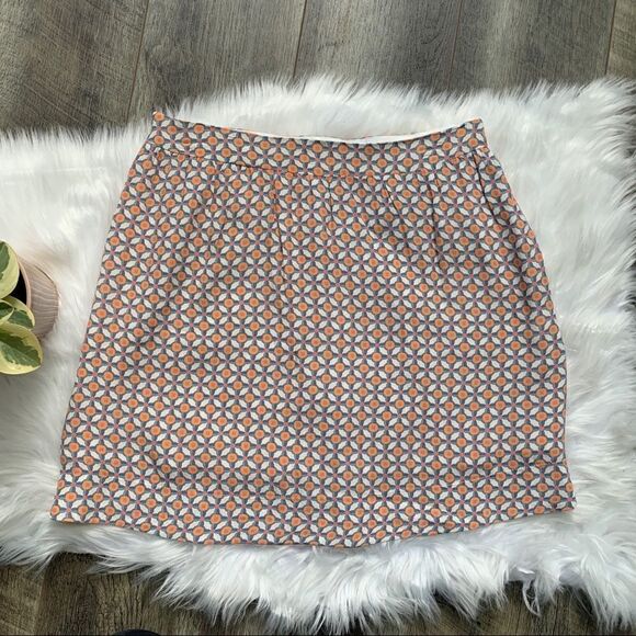 Promod French Designer Skirt Orange White Size 6 - Picture 6 of 9